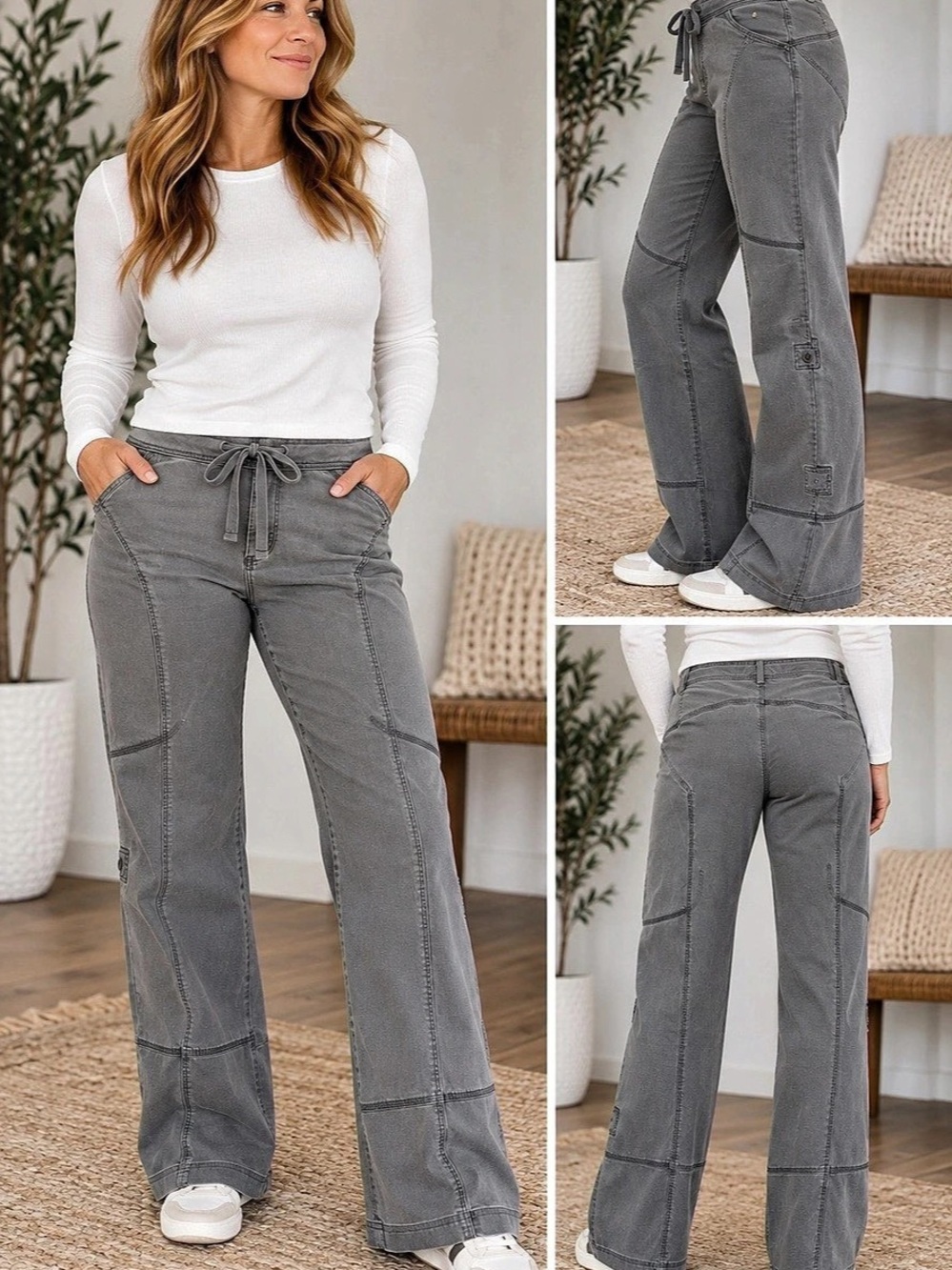 Eastern Mountain Sports Wide Leg Pants in Gray Size Medium